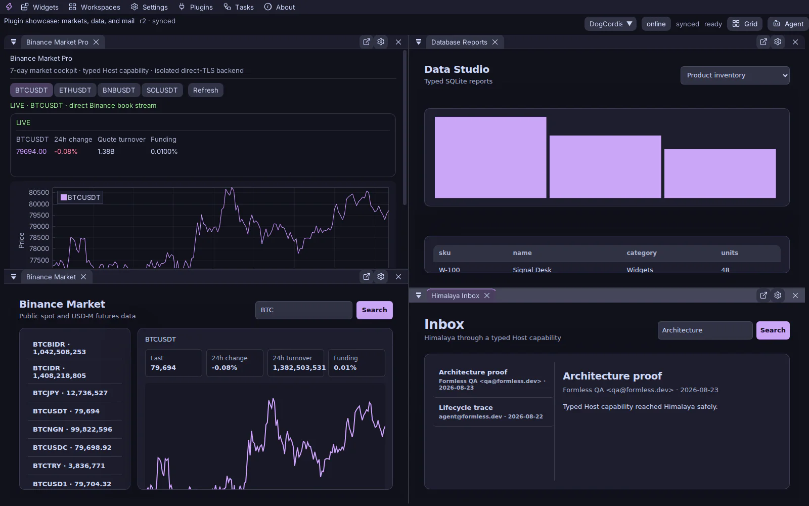 A named Click workspace using the Catppuccin theme and multiple docked panels
